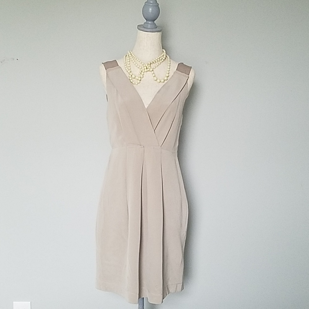 J.Crew Silk Taupe V-Neck Dress, Size 8